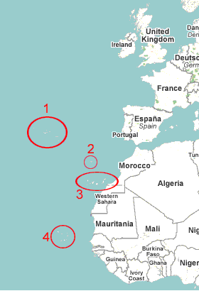 Islands Locations - Canary, Cape Verde, Madeira and Azores Islands